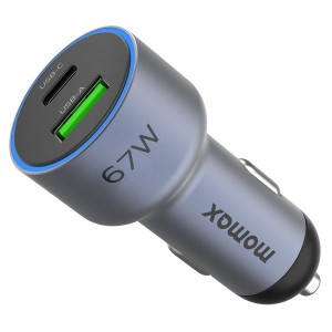 Momax MoVe 67W Dual-Port Car Charger - Space Grey