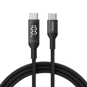 Momax EliteLink USB-C to USB-C PD 100W Braided Cable with LED Display - 1.2m - Black