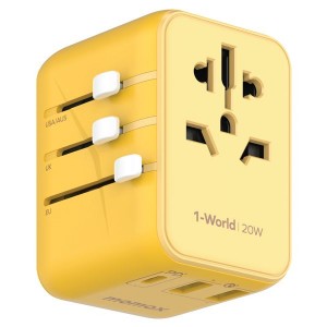 Momax 1-World 20W 3-Port + AC Travel Adapter - Yellow
