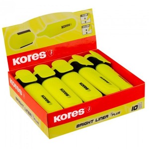 Kores Bright Liner Plus Yellow Highlighter 10s