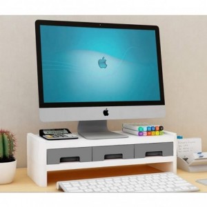 3 Drawer Monitor Stand and Desk Organizer - Grey