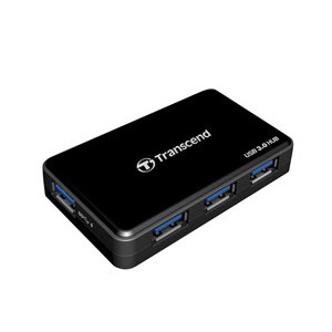 Transcend 4-port USB3.0 Hub: Black - Powered via USB port or power adapter