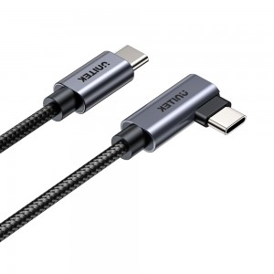 Unitek C14123BK | 1m 100W USB2.0 Type-C Nylon Braided Cable with 90° Connector