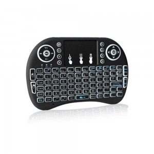 i8 Mini Wireless Keyboard (Backlit) - with Touchpad and Infrared Remote Control (Rechargeable Battery)