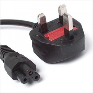 3 Point UK Square Pin Plug to Clover Connector Black