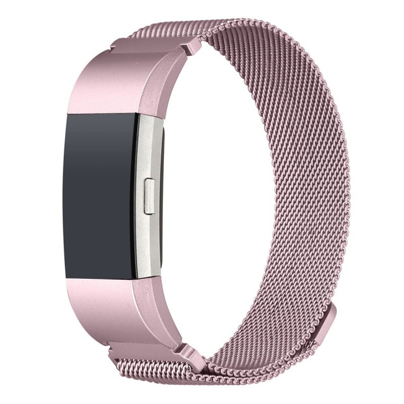 Fitbit Charge 2 Stainless Steel Band - Adjustable Replacement Strap with  Magnetic Lock - Rose Pink Small - GeeWiz