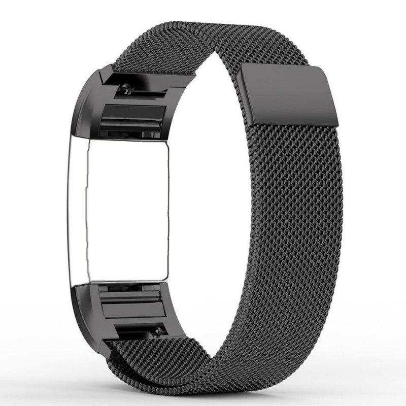 Fitbit Charge 2 Stainless Steel Band - Adjustable Replacement Strap with  Magnetic Lock - Black - GeeWiz