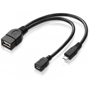 Micro USB Host OTG Cable with Micro USB Power connector (20cm) - GeeWiz
