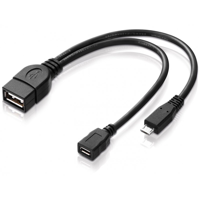 Micro Usb Host Otg Cable With Micro Usb Power Connector 20cm