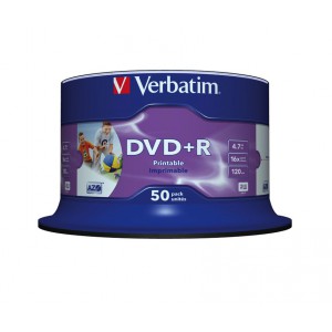 VERBATIM - 4.7GB DVD+R (16X) - PRINTABLE NO ID SPINDLE (PACK OF 50)