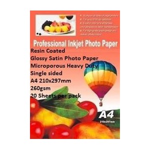 E-Box ERCGSS-260GSM-20 Resin Coated Glossy Satin Photo Paper