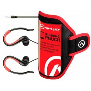 Amplify  BU3-003  Pro 2-IN-1 Bundle Jogger Series Earphones with Pouch - Black/ Red