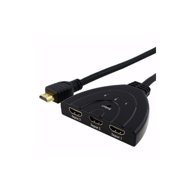 3-Port HDMI Switch with 3 HDMI Inputs and 1 HDMI Output WITH PIGTAIL -  GeeWiz