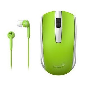 Genius  312-80001404  MH-8100 Wireless Mouse and Wired Earphone Combo - Green