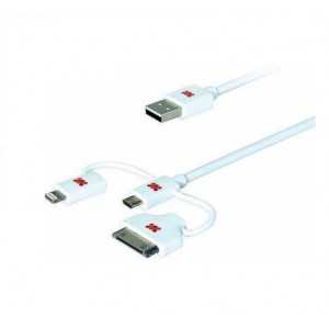 Promate 6959144013244  linkMate-trio Integrated 3 in 1 Smart USB Cable for Charge and Sync Lightning