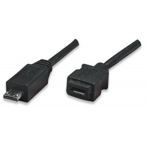 Manhattan  307406  Micro USB AM to Micro USB Female, HI-Speed USB 2.0 Extension Cable,1.8 m - Black