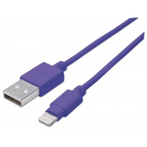 Manhattan  394239  iLynk Lightning Cable Type A Male to 8 Pin Male, 1 m (3 ft.), Purple