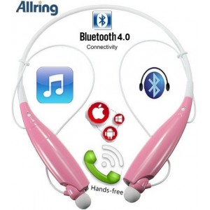 AllRing HBS-730-PNK Flexible Bluetooth Ver 4.0 Wireless Hand Free Sports Stereo Headsets Neckband Style Earphones - Pink