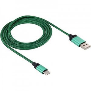 Tuff-Luv J9_33 USB 3.1 Type-C to USB 2.0 Woven Data and Charge Cable - Lime Green