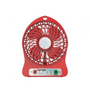 Zartek ZA-100-RED Breez Rechargeable Mini Fan–Red,Portable,USB Rechargeable