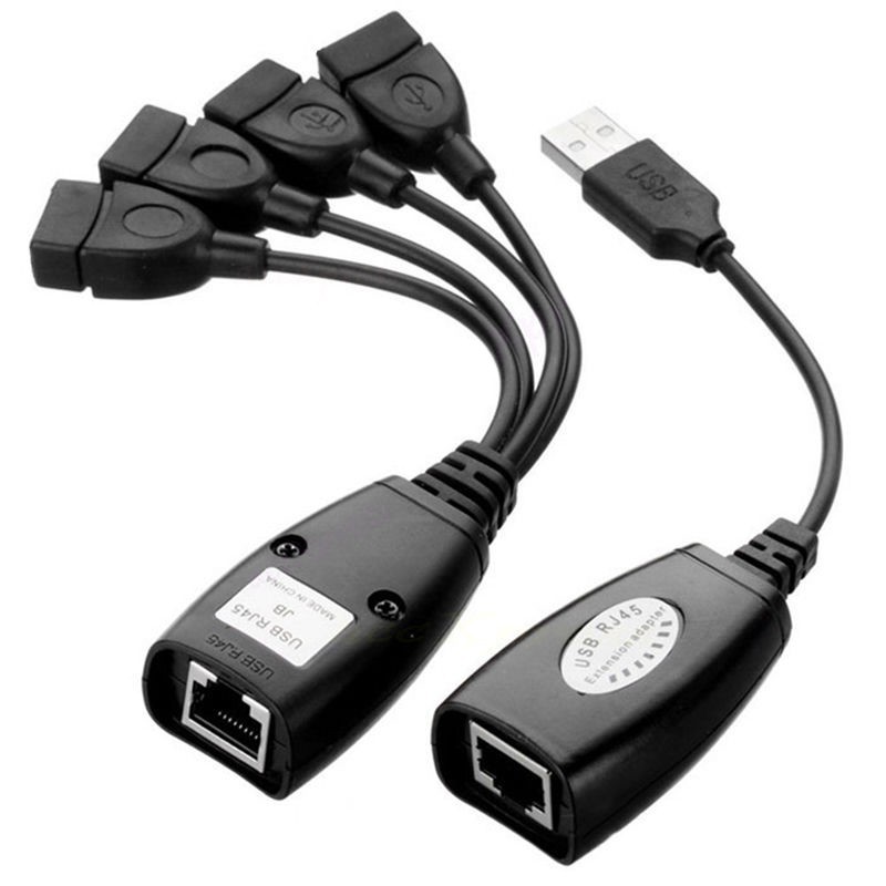 50m USB Extender over Cat5e / Cat6 + 4 Way USB HUB - GeeWiz